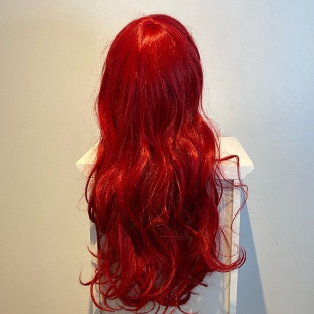 Andromeda long red wig with bangs adjustable inside cap